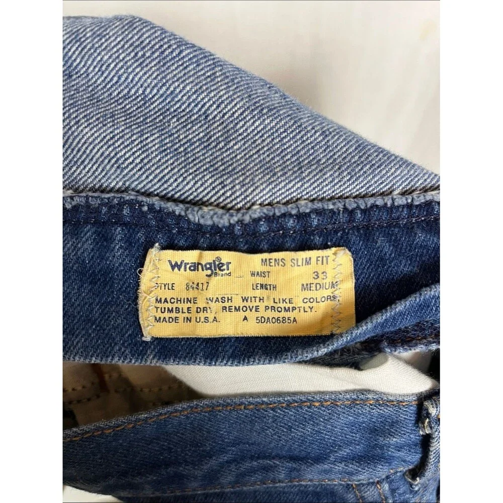 Wrangler Vintage 1990s Slim Fit Cropped Original Wash Blue Jeans